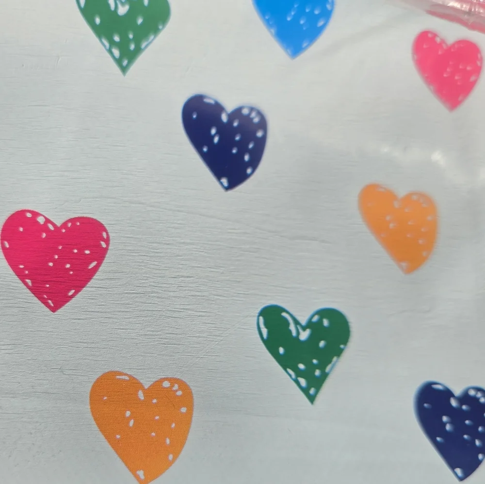 Mylar Colorful Heart Pattern Polymailer  White with Multi Hearts Office Supply